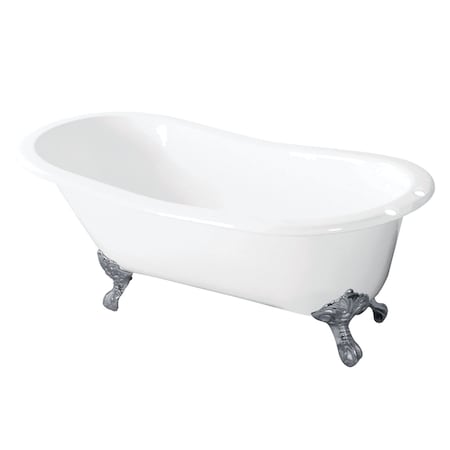 Aqua Eden Clawfoot Bathtubs, 54 L, 30.31 W, White/Polished Chrome, Cast Iron VCT7D5431B1